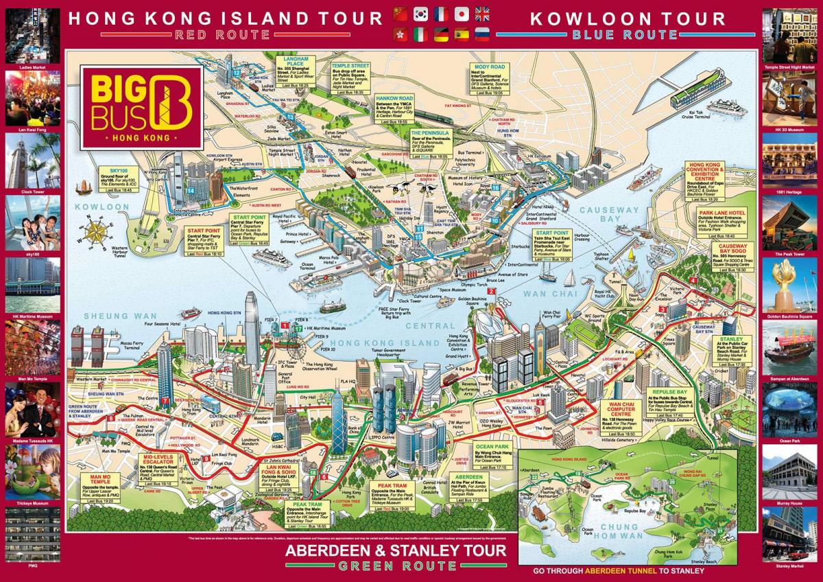 Hong Kong big bus tour kort