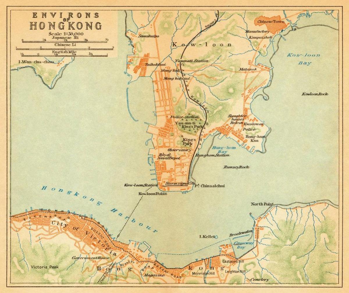 gamle kort over Hong Kong