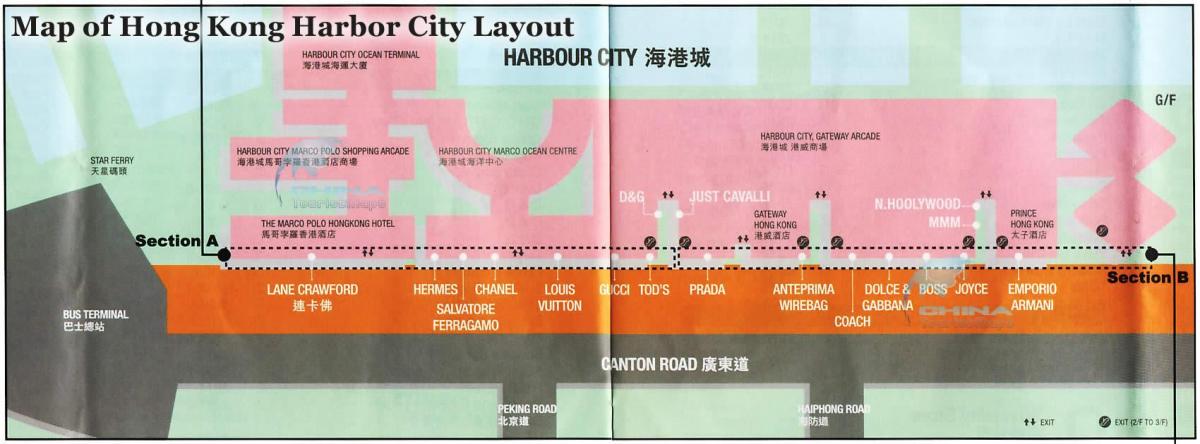 kort over harbour city Hong Kong