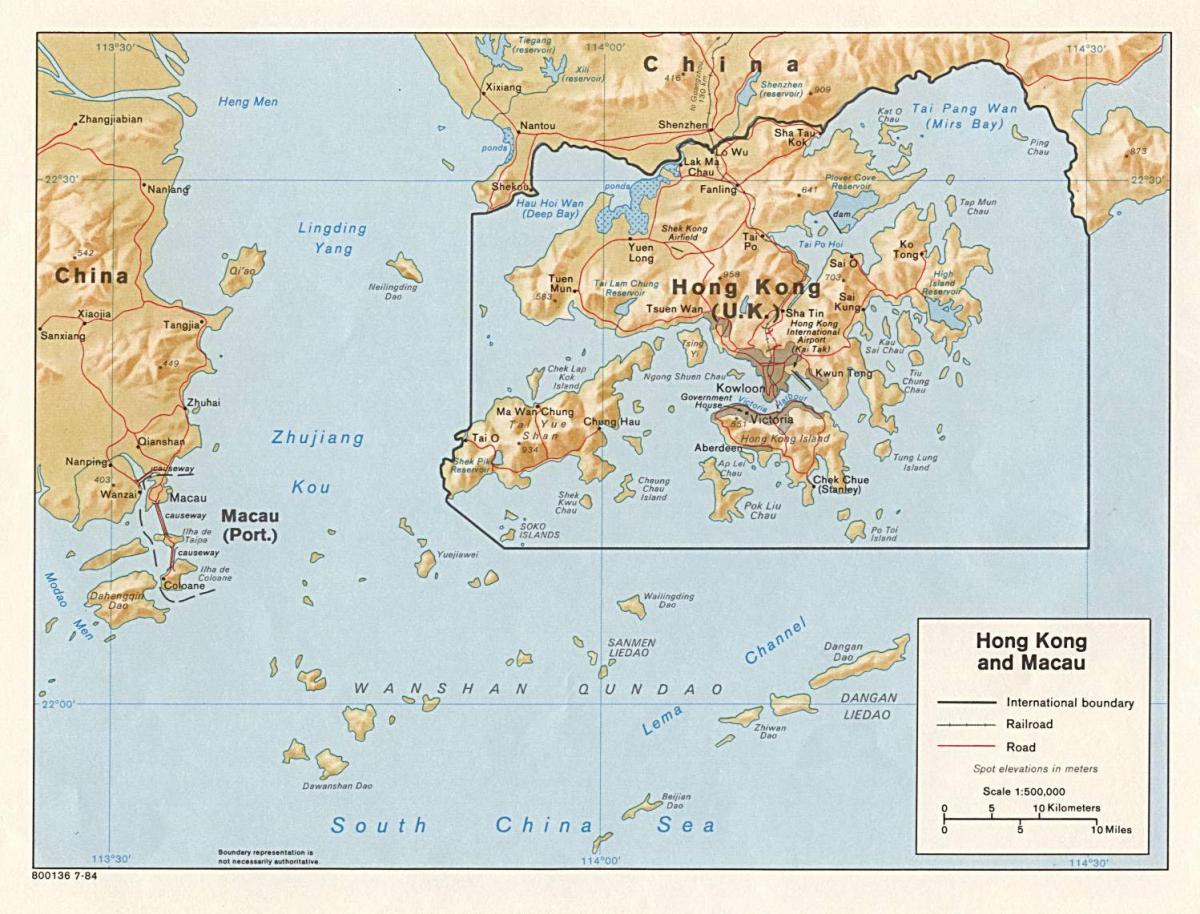 kort over Hong Kong og Macau