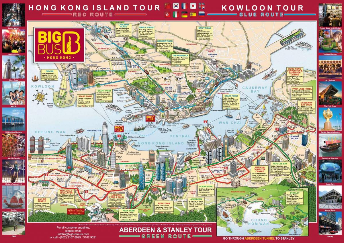 hop on hop off bus til Hong Kong kort