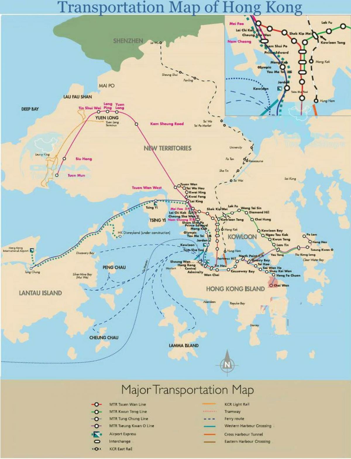 Hong Kong færgeruter kort