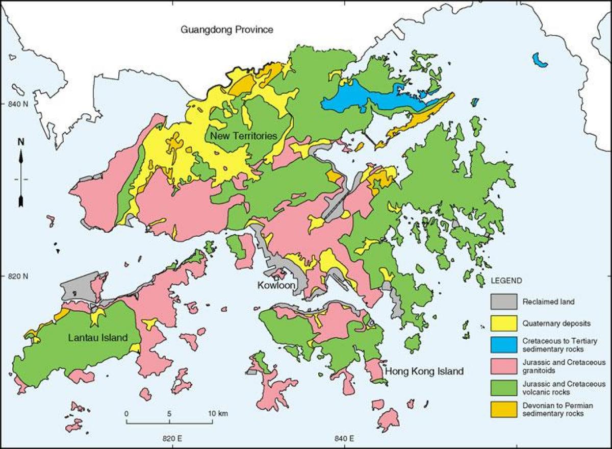 geologisk kort over Hong Kong