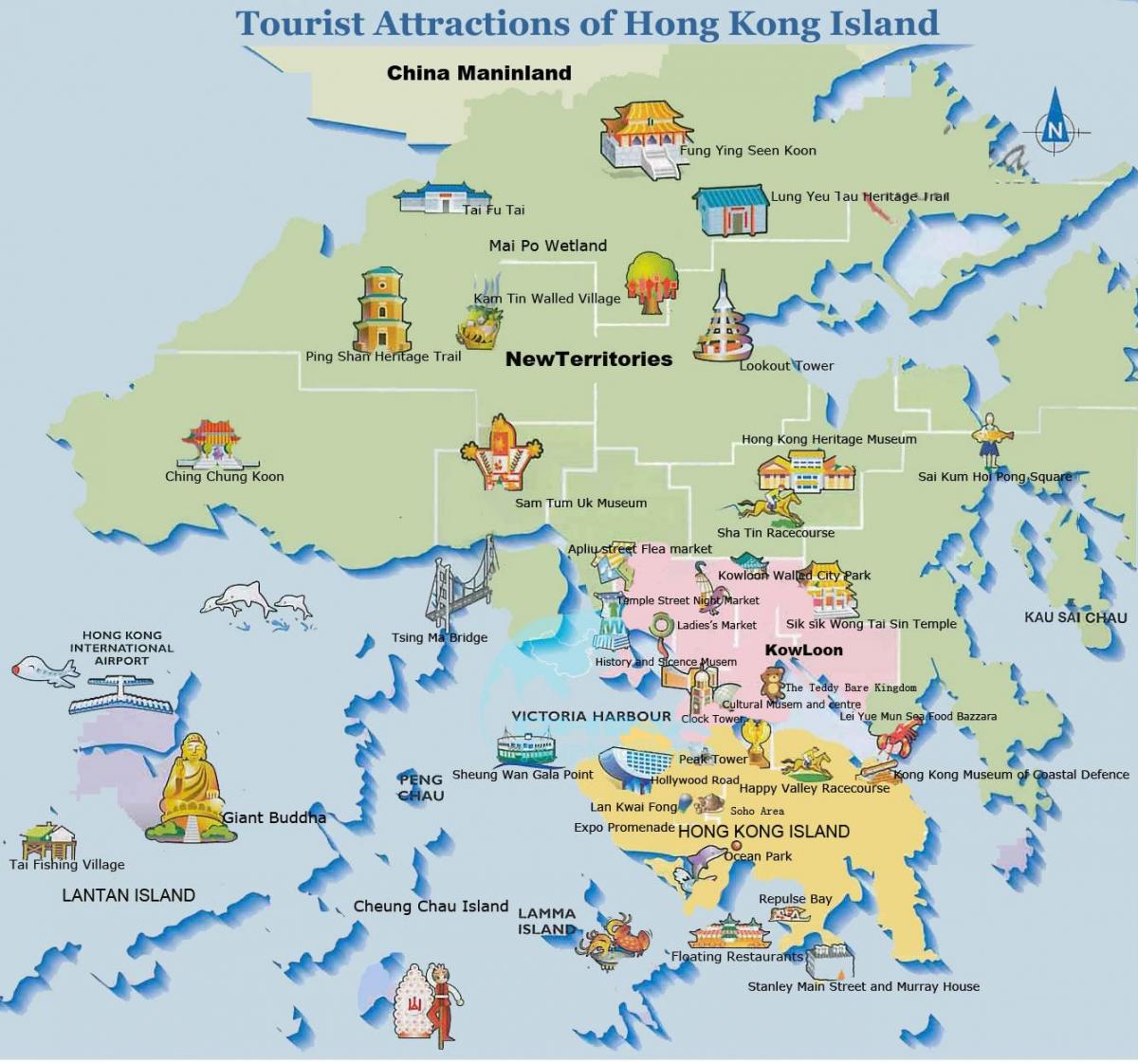 kort over Hong Kong island