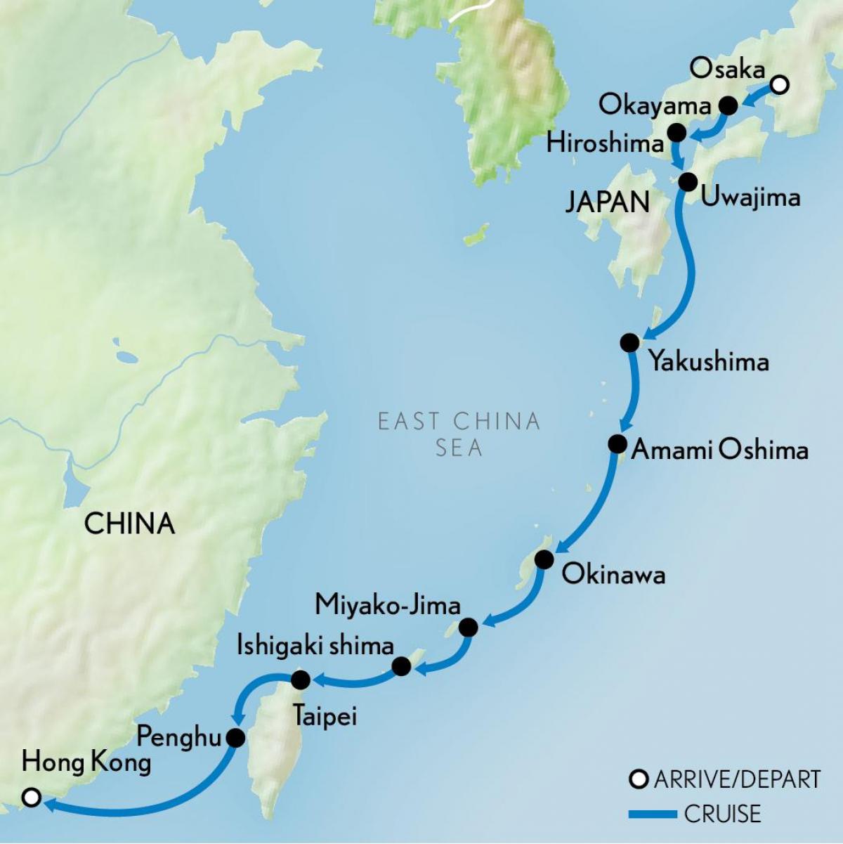 kort over Hong Kong og japan