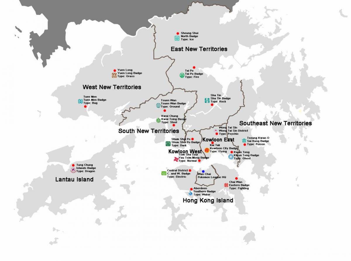 kort over Hong Kong distrikter