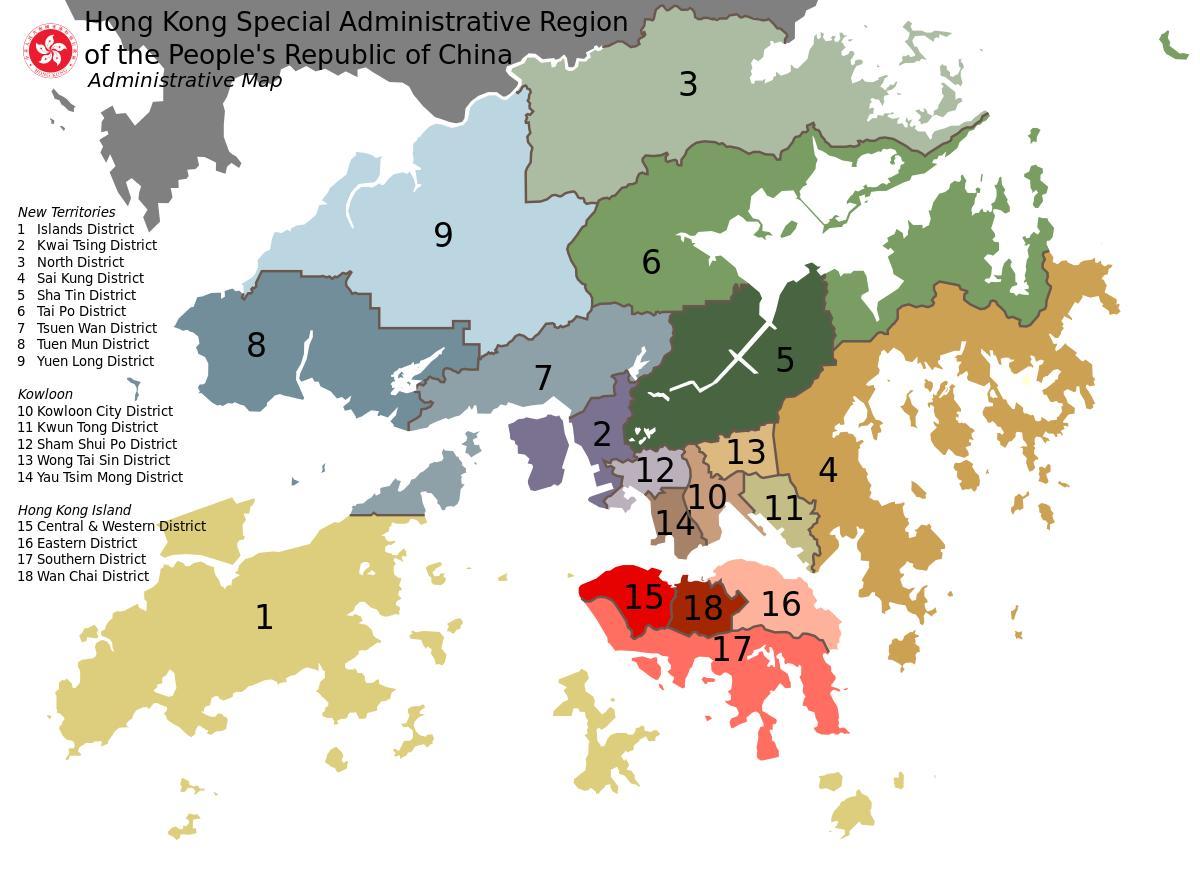 kort over Hong Kong kvarterer