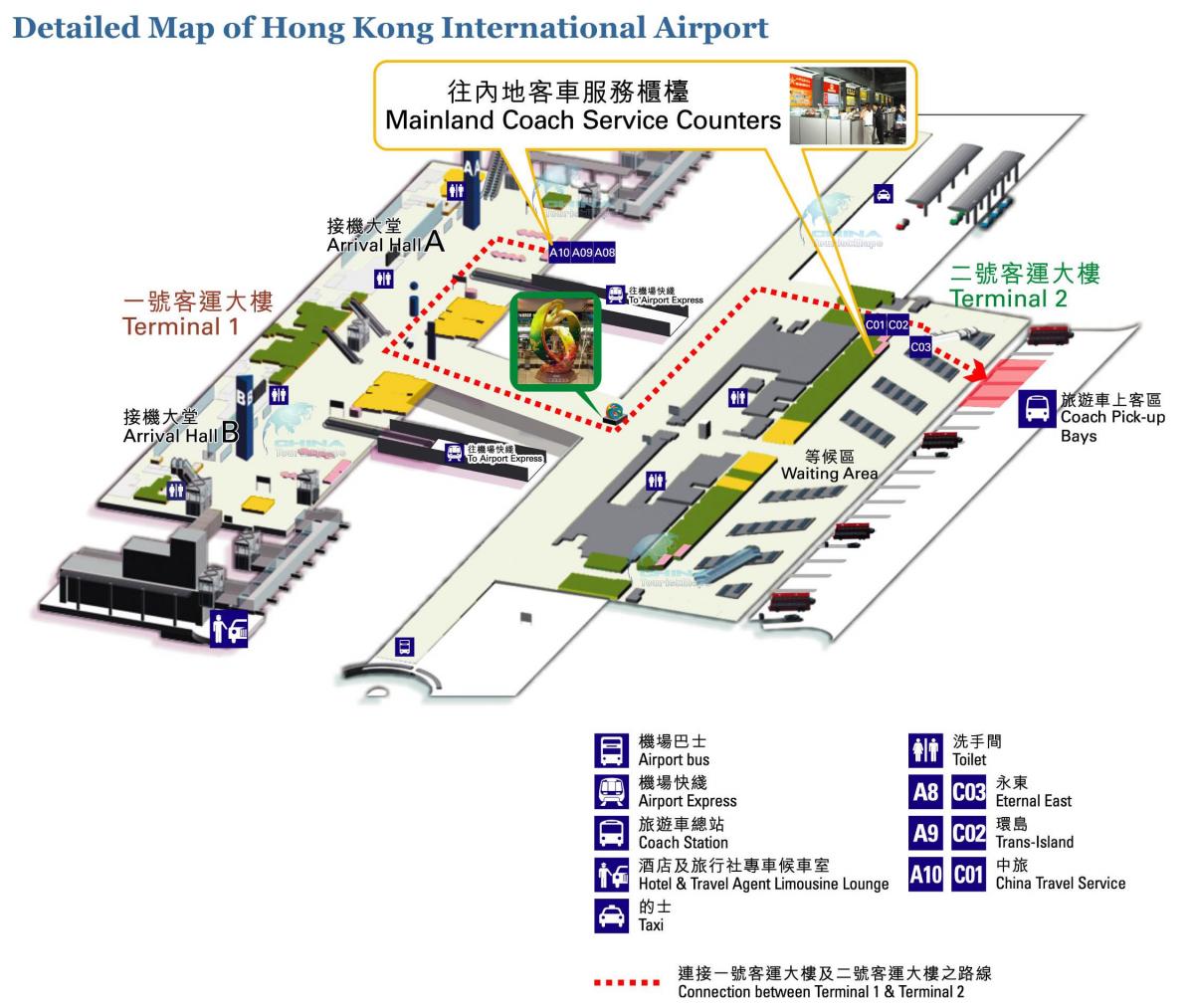 Hong Kong lufthavn kort terminal 1 2
