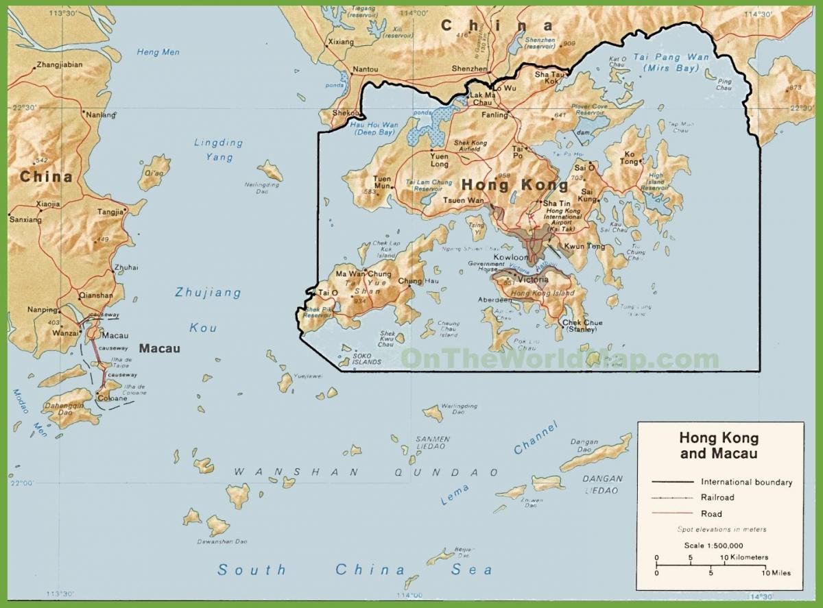 politisk kort over Hong Kong