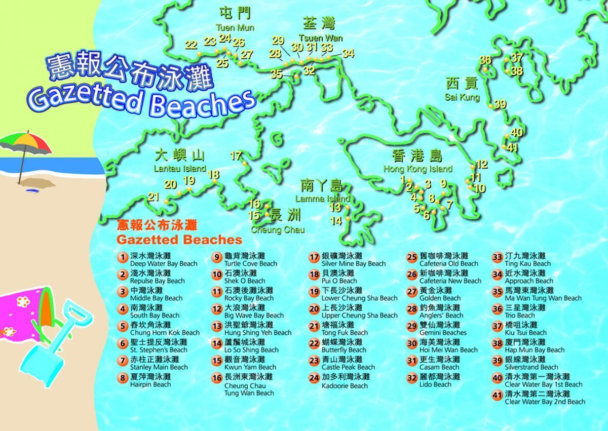 kort over Hong Kong strande