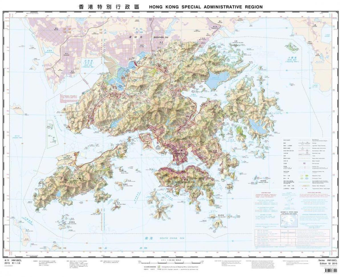 topografisk kort over Hong Kong