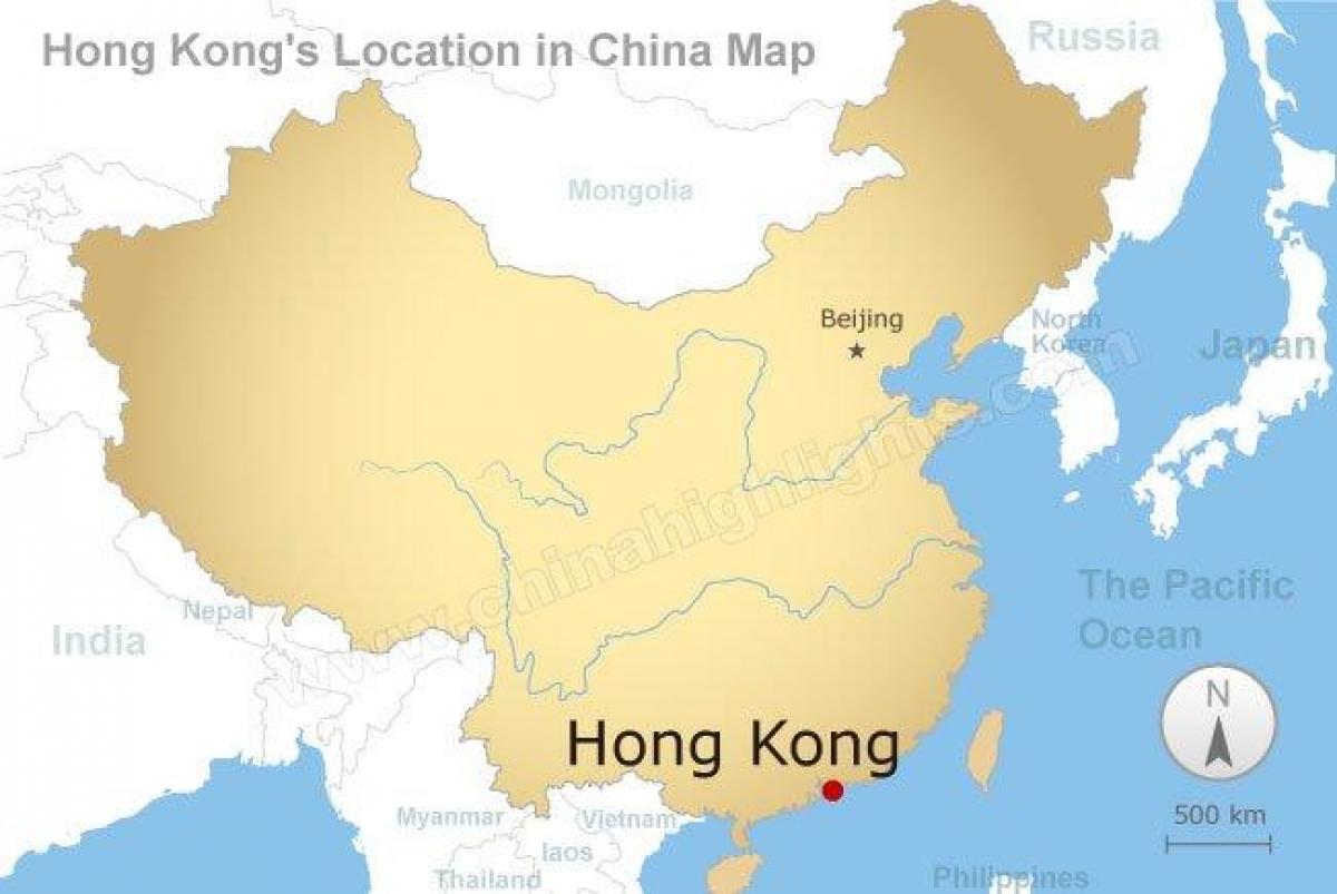 kort over Kina og Hong Kong