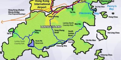 Lantau øen Hong Kong kort