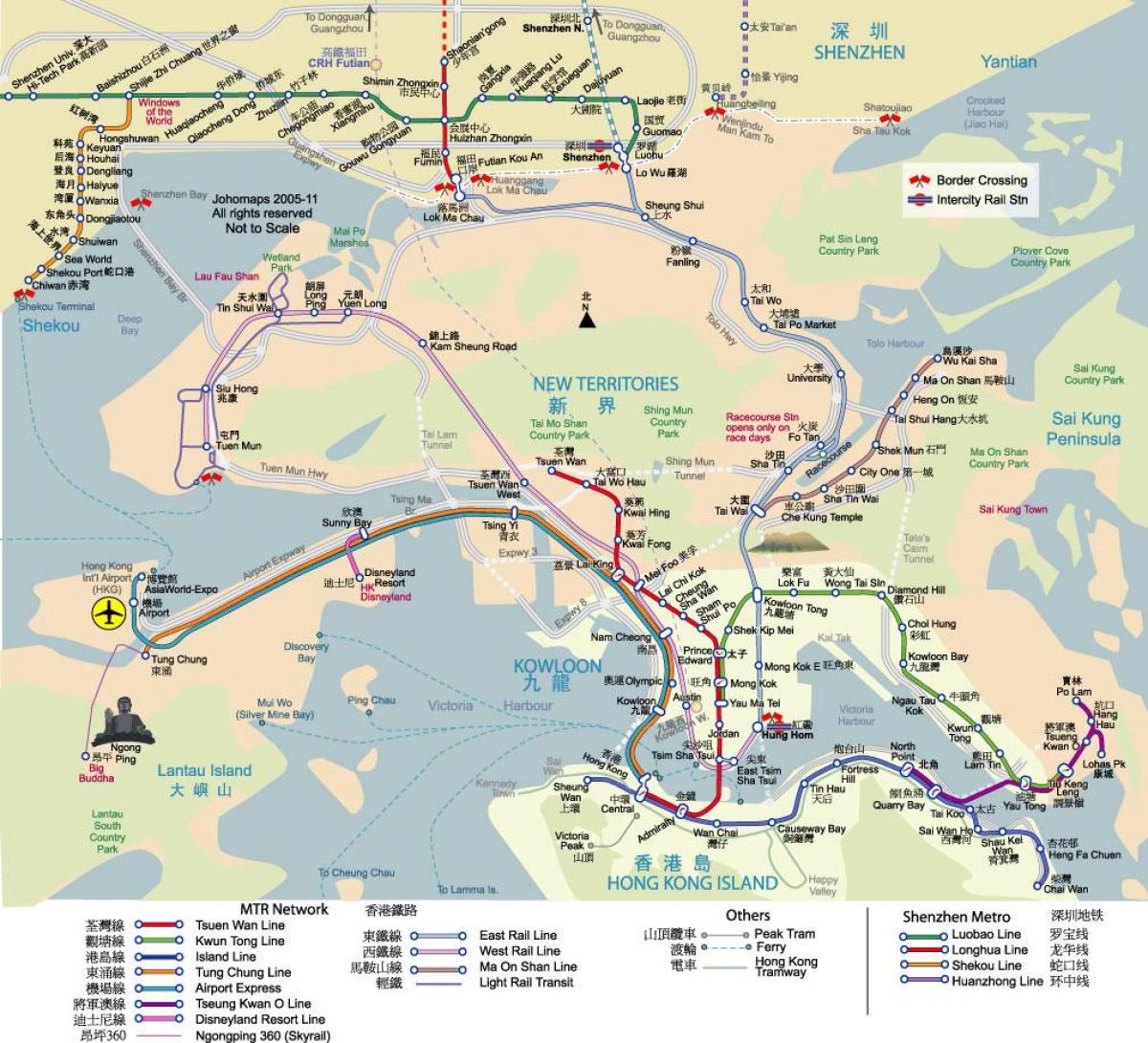 kort over Hong Kong transit