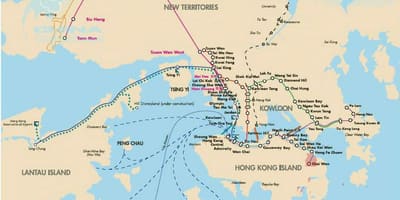 Hong Kong færgeruter kort